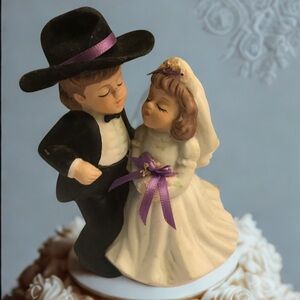 Vintage Porcelain Cowboy & Girl Wedding Cake Topper